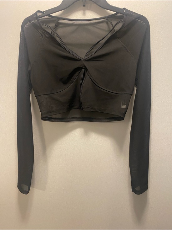 SHEIN Tops - SHEIN Black Sheer Long Sleeve Crop Top